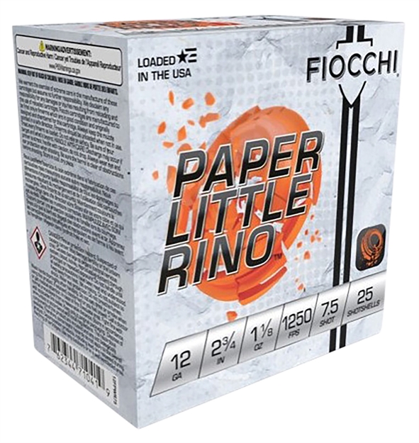 Picture of  Fiocchi 12Fpwr75 Paper Little Rino Extrema 12Gauge 2.75" 1 1/8Oz 7.5Shot 25 Per Box/10 Case