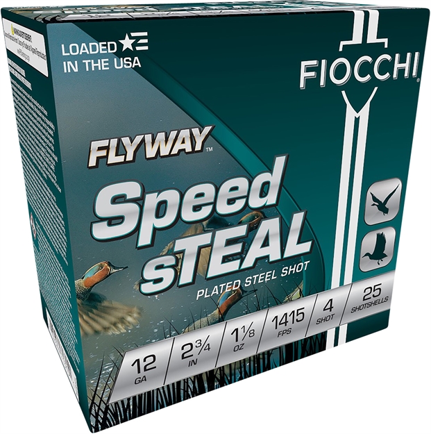 Picture of  Fiocchi 12Fst4 Flyway Speed Steel 12Gauge 2.75" 1 1/8Oz 4Shot 25 Per Box/10 Case