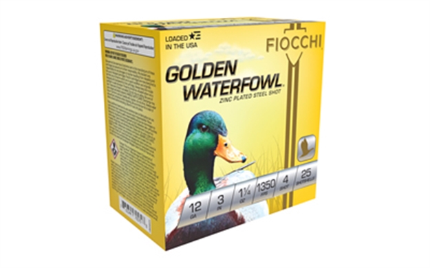 Picture of  Fiocchi 123Sgw4 Golden Waterfowl  12Gauge 3" 1 1/4Oz 4Shot 25 Per Box/10 Case 762344710624
