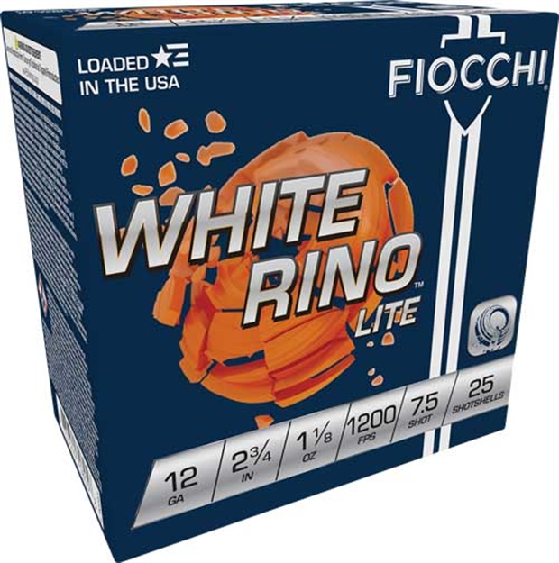 Picture of Fiocchi White Rino 12Ga 2.75" 1-1/8Oz #7.5 1200Fps 250Rd Cas 12WRNL75 762344854496