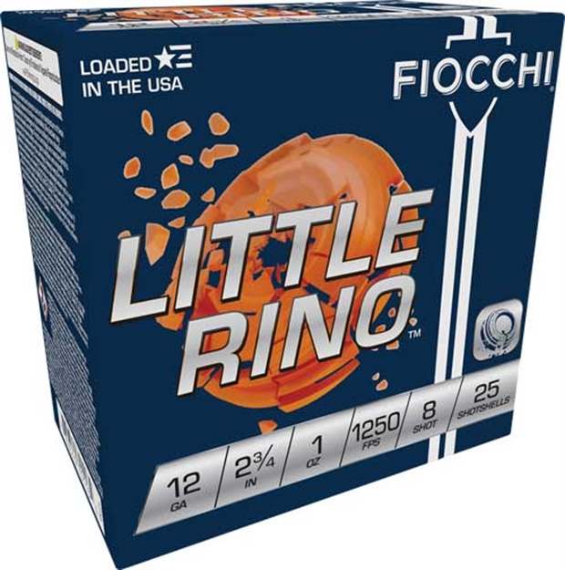Picture of Fiocchi Little Rino 12Ga 2.75" 1Oz #8 1250Fps 250Rd Case 12TX8