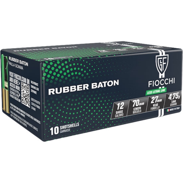 Picture of Fiocchi 12Leba10 Rubber Baton Home Defense 12Gauge 2.75" 1Oz Slugshot 10 Per Box/25 Case 12LEBAT 762344005249