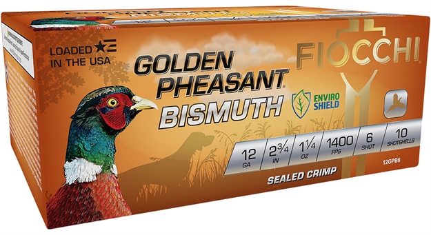 Picture of  Fiocchi 12Gpb6 Golden Pheasant Bismuth 12Gauge 2.75" 1 1/4Oz 6Shot 10 Per Box/10 Case 762344712970