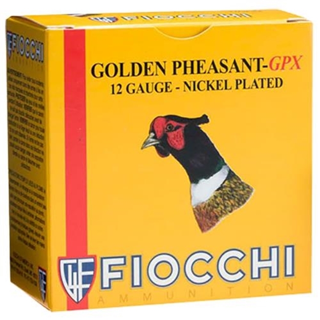 Picture of Fiocchi Golden Pheasant Shotshell 12 Ga, 2-3/4 In, No. 4, 1-3/8Oz, Max Dr, 1485 Fps, 25 Rnd Per Box 12GPX4
