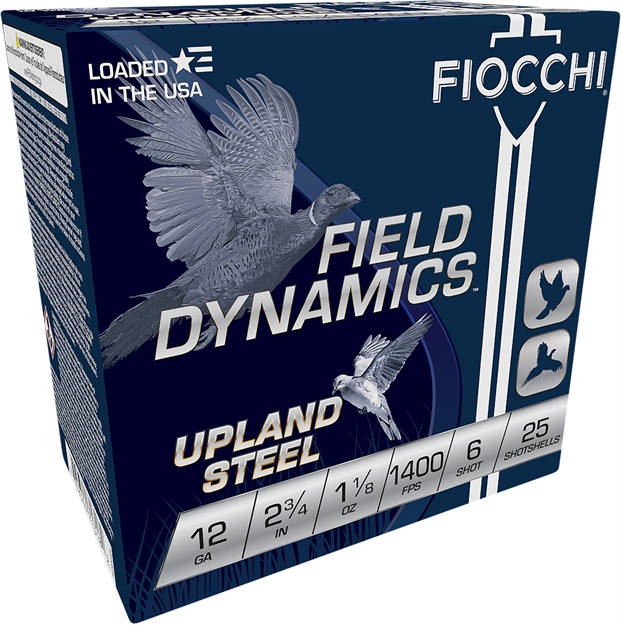 Picture of  Fiocchi 12Hvst6 Field Dynamics Upland Steel 12Gauge 2.75" 1 1/8Oz 6Shot 25 Per Box/10 Case 762344713182