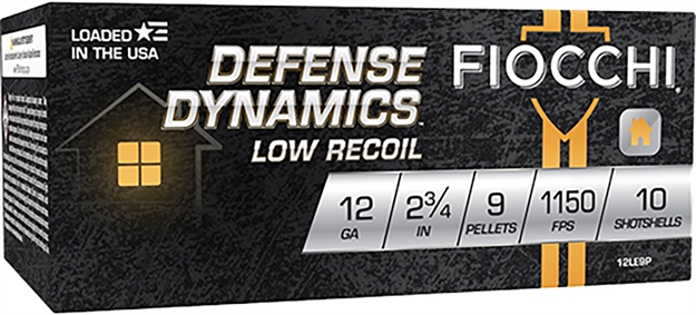 Picture of  Fiocchi 12Le9p Defense Dynamics Low Recoil 12Gauge 2.75" 1Buck Shot 10 Per Box/25 Case 762344713205