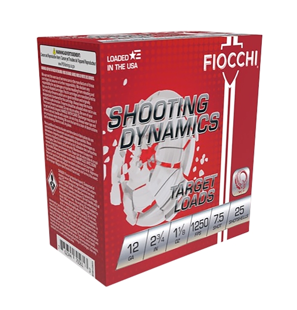 Picture of Fiocchi 12 GA Shooting Dynamics Shotshells 2-3/4" 1-1/8Oz #7.5 Shot 1250 Fps 25Rd/Box 12SD18X7 762344711386