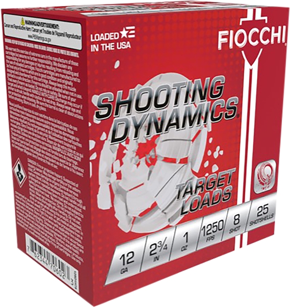 Picture of  Fiocchi 12Sd1x8 Shooting Dynamics  12Gauge 2.75" 1Oz 8Shot 25 Per Box/10 Case 762344711362
