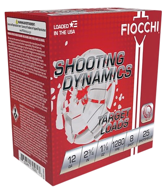 Picture of  Fiocchi 12Sdhv8 Shooting Dynamics Target 12Gauge 2.75" 1 1/8Oz 8Shot 25 Per Box/10 Case 762344712796