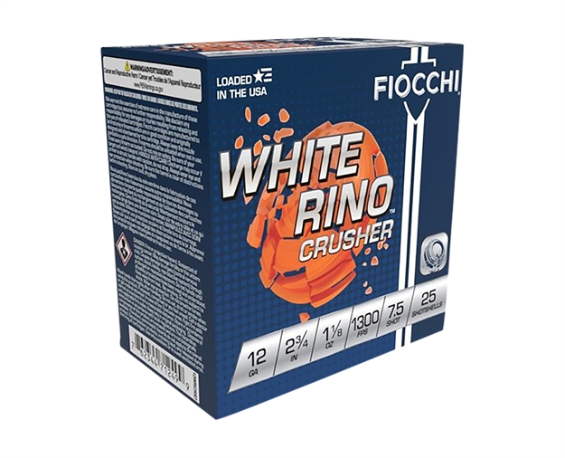 Picture of  Fiocchi 12Wrcrs7 Exacta Target White Rino Crusher 12Gauge 2.75" 1 1/8Oz 7.5Shot 25 Per Box/10 Case 762344712499