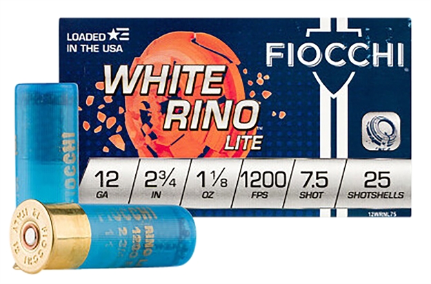 Picture of  Fiocchi 12Wrnl75 Exacta Target White Rino Lite 12Gauge 2.75" 1 1/8Oz 7.5Shot 25 Per Box/10 Case 762344708058
