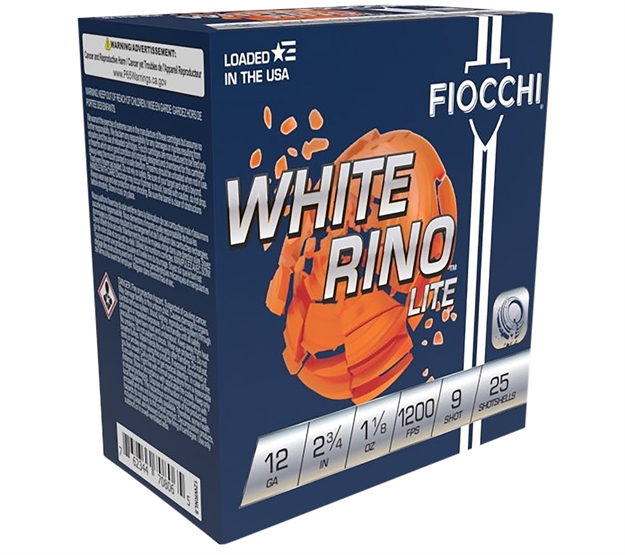 Picture of  Fiocchi 12Wrnl9 Exacta Target White Rino Lite 12Gauge 2.75" 1 1/8Oz 9Shot 25 Per Box/10 Case 762344708072