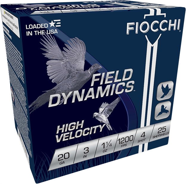 Picture of  Fiocchi 203Hv4 Field Dynamics High Velocity 20Gauge 3" 1 1/4Oz 4Shot 25 Per Box/10 Case