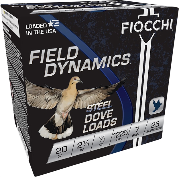 Picture of  Fiocchi 20Dls7 Field Dynamics Dove & Quail 20Gauge 2.75" 7/8Oz 7Shot 25 Per Box/10 Case 762344711560
