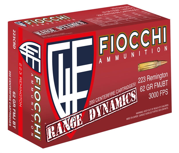 Picture of Fiocchi 223Crd Range Dynamics 223 Remington/5.56 Nato 62 GR Full Metal Jacket Boat Tail 200 Bx/ 5 CS