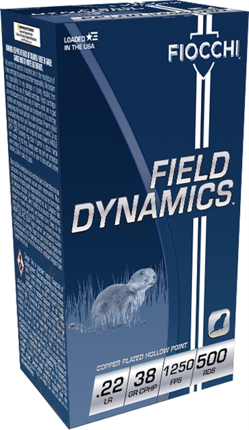 Picture of Fiocchi 22Fhvchp Field Dynamics High Velocity 22Lr 38Gr Copper Plated Hollow Point 50 Per Box/100 Case 762344710037