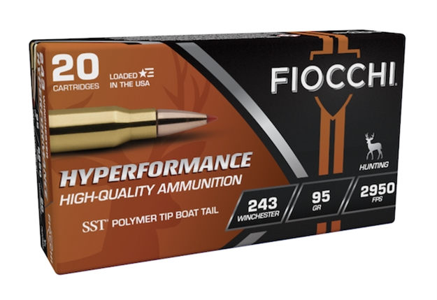 Picture of Fiocchi Rifle Ammo 243 Winchester 95Gr Hornady Sst Polymer Tip BT 3000 Fps 20Rd/Box 243HSB 762344704241