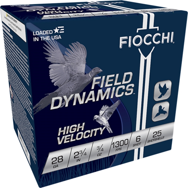 Picture of Fiocchi 28Ga 2.75" 3/4Oz #6 1300Fps 25Rd 10Bx/Cs 28HV6