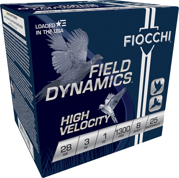 Picture of  Fiocchi 283Hv8 Field Dynamics High Velocity 28Gauge 3" 1Oz 8Shot 25 Per Box/10 Case
