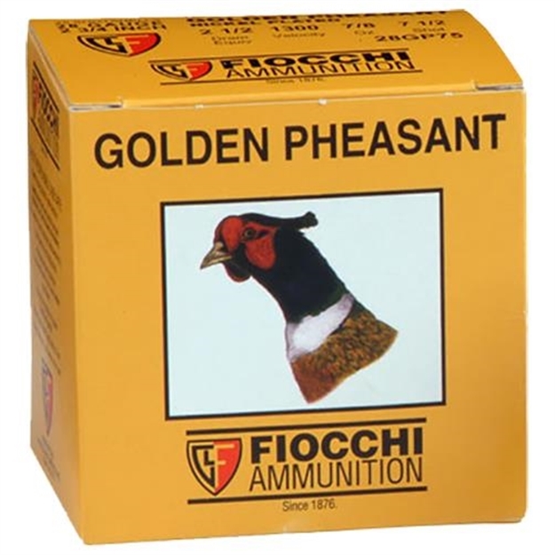 Picture of  Fiocchi 28Gp75 Golden Pheasant Extrema 28Gauge 2.75" 7/8Oz 7.5Shot 25 Per Box/10 Case 762344703817