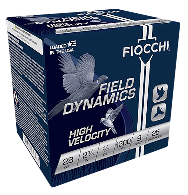 Picture of Fiocchi 28Hv9 Field Dynamics High Velocity 28Gauge 2.75" 3/4Oz 9Shot 25 Per Box/10 Case 28HV-9 762344703572