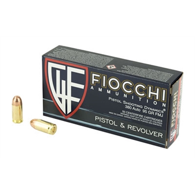 Picture of Fiocchi Shooting Dynamics Pistol Ammo 380 Acp, Fmj, 95 Gr, 960 Fps, 50 Rnd, Boxed 762344001852