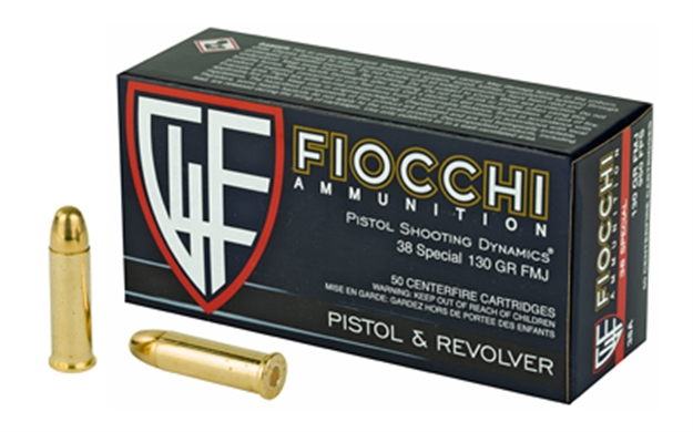 Picture of Fiocchi Shooting Dynamics Pistol Ammo 38 Spl, Fmj, 130 Gr, 950 Fps, 50 Rnd, Boxed 762344705101 -