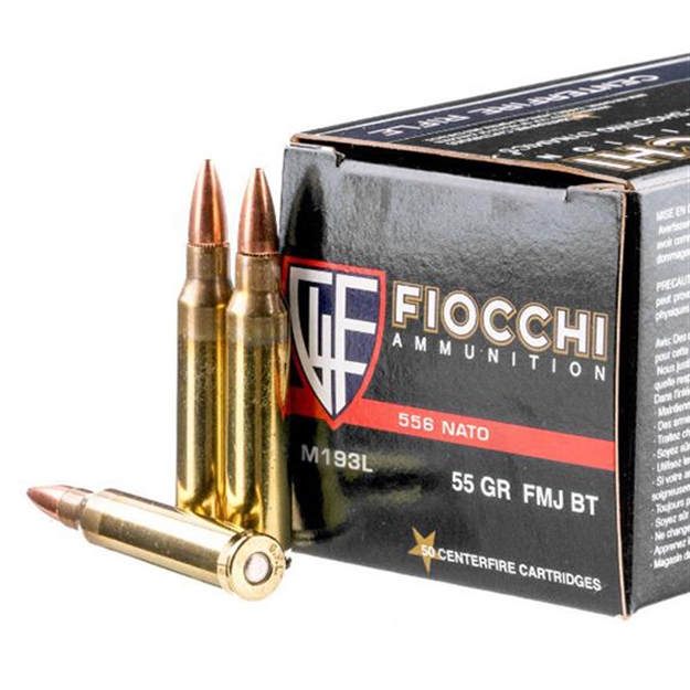 Picture of Fiocchi Centerfire Rifle Ammo 5.56 Nato, Fmjbt, 55 Gr, 50 Rnd 556M193L