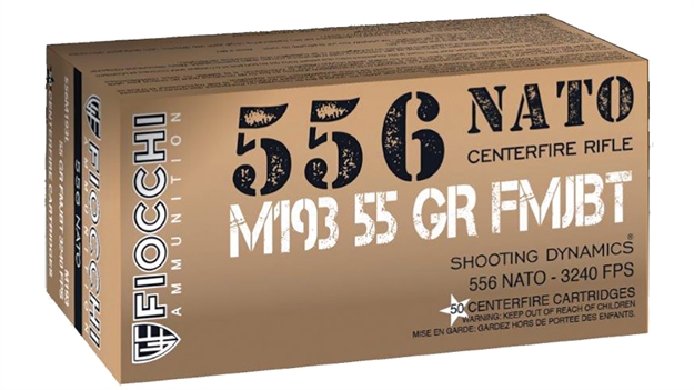 Picture of Fiocchi Centerfire Rifle Ammo 5.56 Nato, Fmjbt, 55 Gr, 50 Rnd 556M193L 762344712062