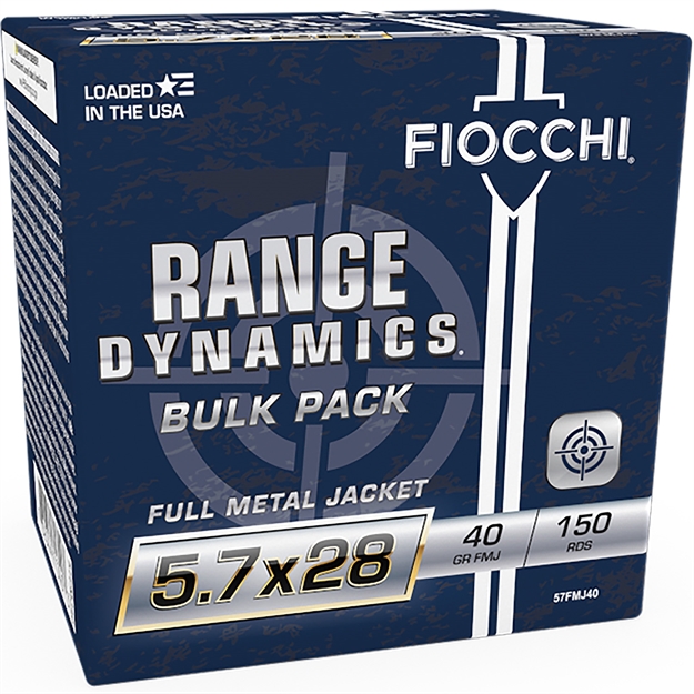 Picture of  Fiocchi 57Fmj40 Range Dynamics  5.7X28mm 40Gr Full Metal Jacket 150 Per Box/3 Case *Bulk