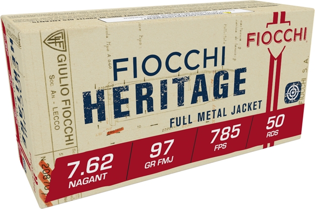 Picture of Fiocchi 762A Heritage  7.62X38mmrnagant 97Gr Full Metal Jacket 50 Per Box/20 Case 762344001449 -