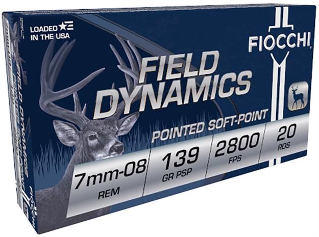 Picture of Fiocchi 7Mm08b Field Dynamics  7Mm-08Rem 139Gr Pointed Soft Point 20 Per Box/10 Case 762344711232 -