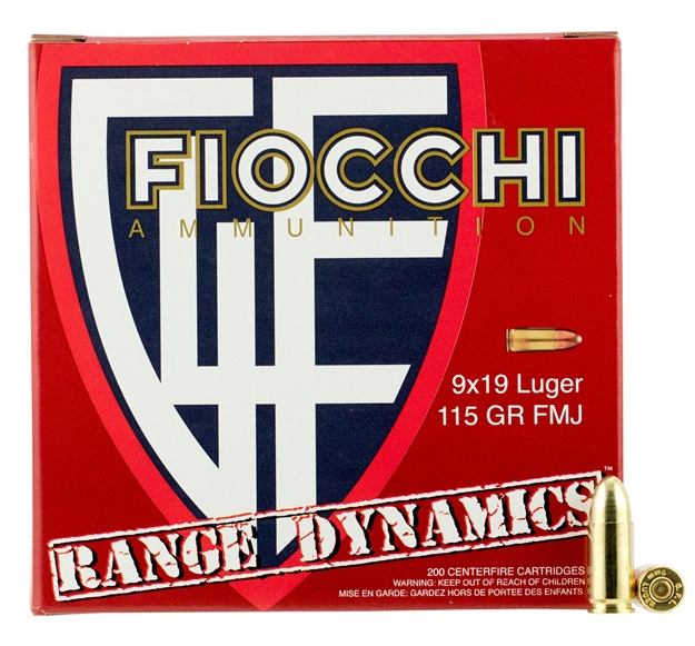 Picture of Fiocchi 9Ard Range Dynamics Range Pack 9Mm Luger 115 GR Full Metal Jacket 200 Bx/ 5 CS