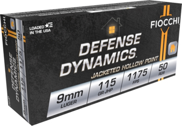 Picture of  Fiocchi 9Aphp Defense Dynamics  9Mmluger 115Gr Jacketed Hollow Point 50 Per Box/20 Case