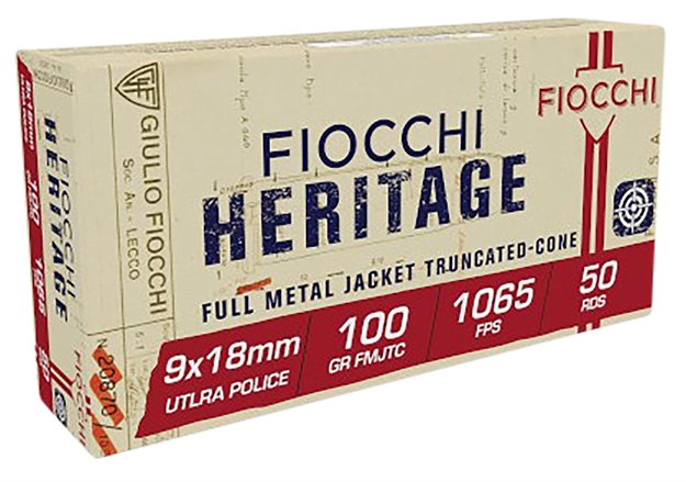Picture of  Fiocchi 9X18 Heritage  9X18mmultra 100Gr Full Metal Jacket Truncated Cone 50 Per Box/20 Case