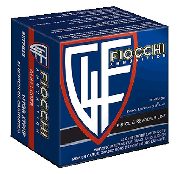 Picture of  Fiocchi 9Xtpb25 Hyperformance  9Mmluger 147Gr Hornady Xtp Hollow Point 25 Per Box/20 Case