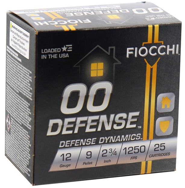 Picture of Fiocchi Ammunition Defense Dynamics Buckshot 12 Ga, 2-3/4", 00 Bk, 9 Pellets, 1250 Fps, 25 Rnd Box 12EX00BK 762344712789