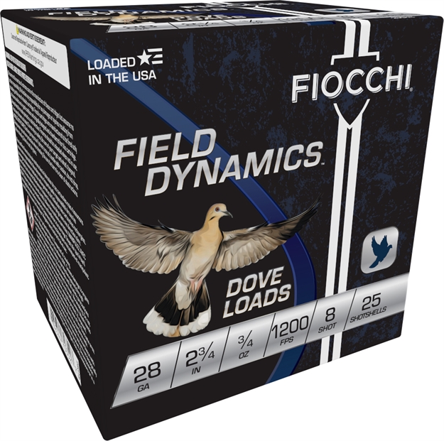 Picture of Fiocchi Game & Target Shotshell 28 Ga, 2-3/4 In, No. 8, 3/4Oz, 1200 Fps, 25 Rnd Per Box 28GT8 762344703527