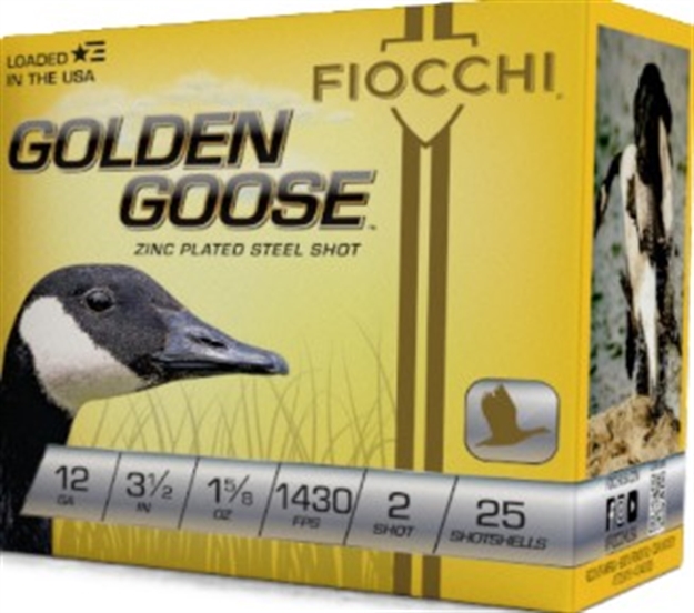 Picture of  Fiocchi 1235Gg2 Golden Goose  12Gauge 3.50" 1 5/8Oz 2Shot 25 Per Box/10 Case