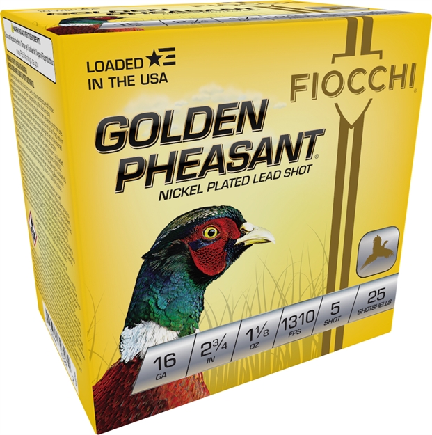 Picture of Fiocchi 16Gp5 Golden Pheasant Extrema 16Gauge 2.75" 1 1/8Oz 5Shot 25 Per Box/10 Case 762344703282 -