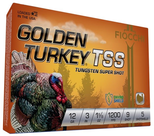 Picture of  Fiocchi 123Tss9 Golden Turkey Tss 12Gauge 3" 1 5/8Oz 9Shot 5 Per Box/10 Case 762344713021