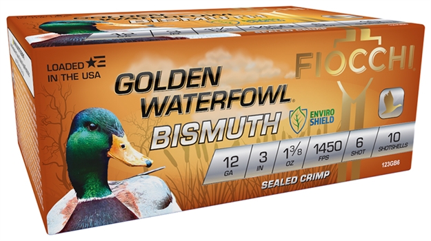 Picture of  Fiocchi 123Gb6 Golden Waterfowl Bismuth 12Gauge 3" 1 3/8Oz 6Shot 10 Per Box/10 Case