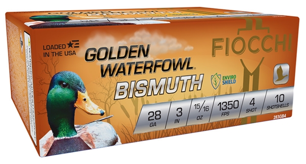 Picture of  Fiocchi 283Gb4 Golden Waterfowl Bismuth 28Gauge 3" 15/16Oz 4Shot 10 Per Box/10 Case