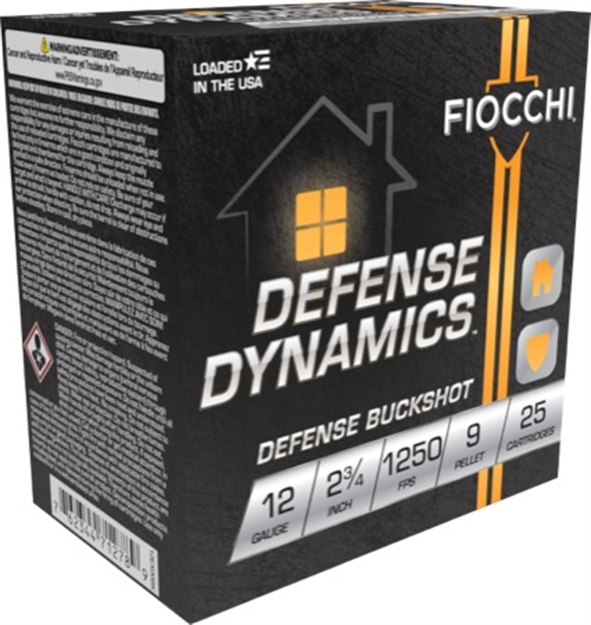 Picture of  Fiocchi 12Ex9p Defense Dynamics Defense Buckshot 12Gauge 2.75" 25 Per Box/10 Case