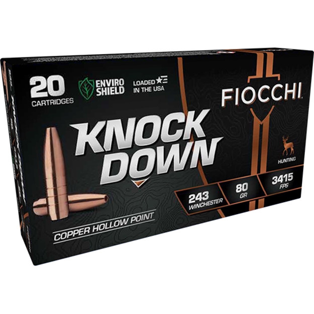 Picture of  Fiocchi 243Cha Knock Down Enviro Shield 243Win 80Gr Hollow Point 20 Per Box/10 Case