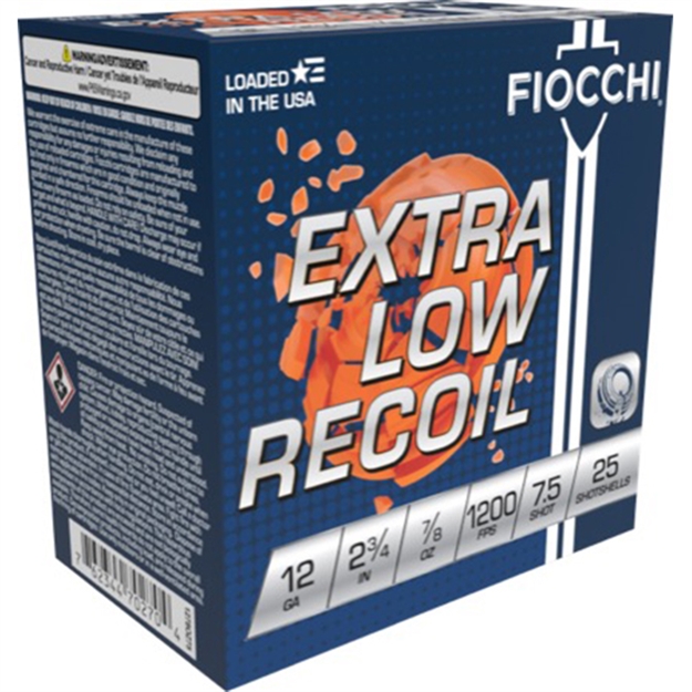Picture of Fiocchi Low Recoil 12Ga 2.75" 7/8Oz #7.5 1200Fps 250Rd Case 1278OZ75