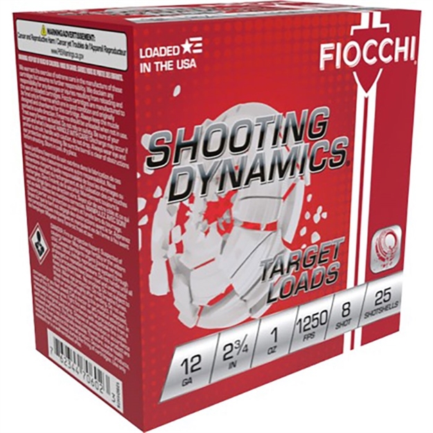 Picture of  Fiocchi 12Sd1x8 Shooting Dynamics  12Gauge 2.75" 1Oz 8Shot 25 Per Box/10 Case 762344711362