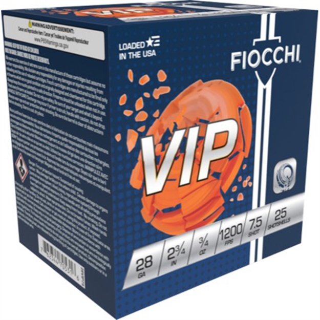 Picture of Fiocchi 28Ga 2.75" Vip 3/4Oz 1200Fps #7.5 250Rd Case Lot 28VIP75 762344852379