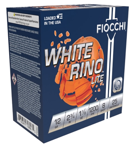Picture of Fiocchi White Rino 12Ga 2 3/4" 1 1/8Oz Lite #8 12WRNL8 762344854502