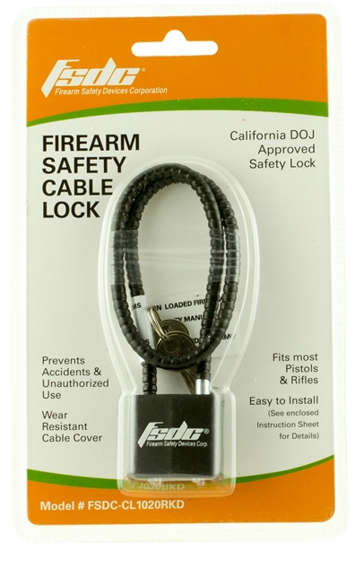 Picture of Firearms Safety Devices Cable Lock 15" Coated 1-Pk W/2 Keys CA Doj Approved CL1020RKD